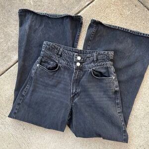 NWOT FRAME Le Palazzo Crop High Rise Wide Leg Jeans Faded Black